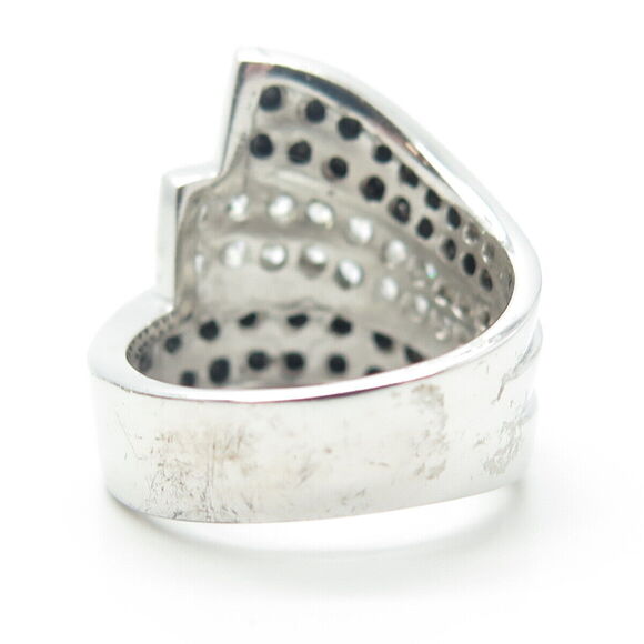 925 Sterling Silver White & Black C Z Ring Size 8.75 - Picture 5 of 10